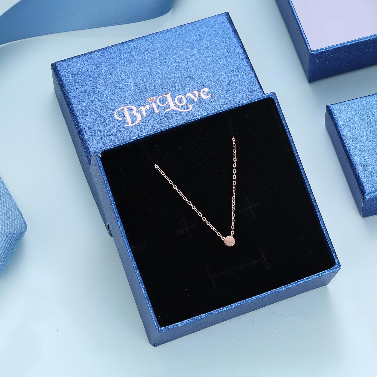 BriLove Gifts for Mom Women's 925 Sterling Silver Dainty Tiny Dot Necklace Round Circle Pendant Choker Necklacefor Mothers Day/Valentines Day/Birthday/Christmas/Anniversary