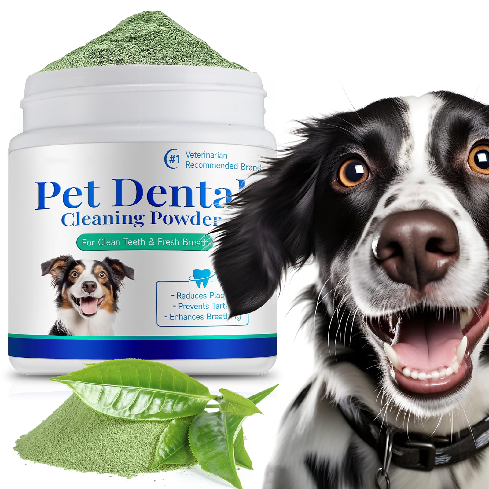 Dental Cleaning Powder for Dogs & Cats,100g Natural Plaque & Tartar Remover with Probiotics, Oral Care Supplement for Fresh Breath and Healthy Gums, Easy Use Food Additive for All Breeds