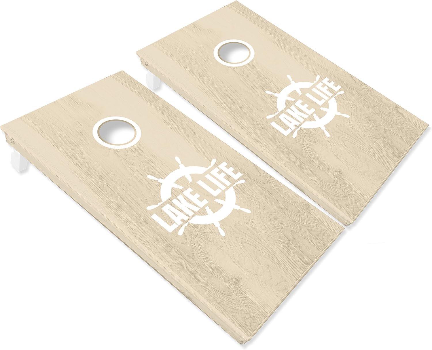 Lake Life Cornhole Board Decals | White | Four (4) Vinyl Stickers