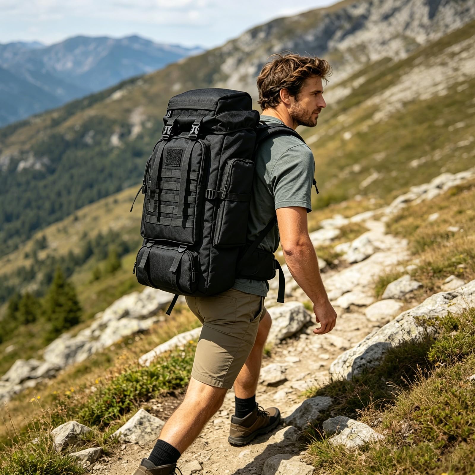 80L-100L Sac à Dos De Randonnée Sac à Dos De Camping Grand Sac à Dos Molle Tactique Militaire En Plein Air Voyage Escalade Alpinisme Sac à Dos Sac à Dos Trekking Sac à Dos pour Hommes Femmes