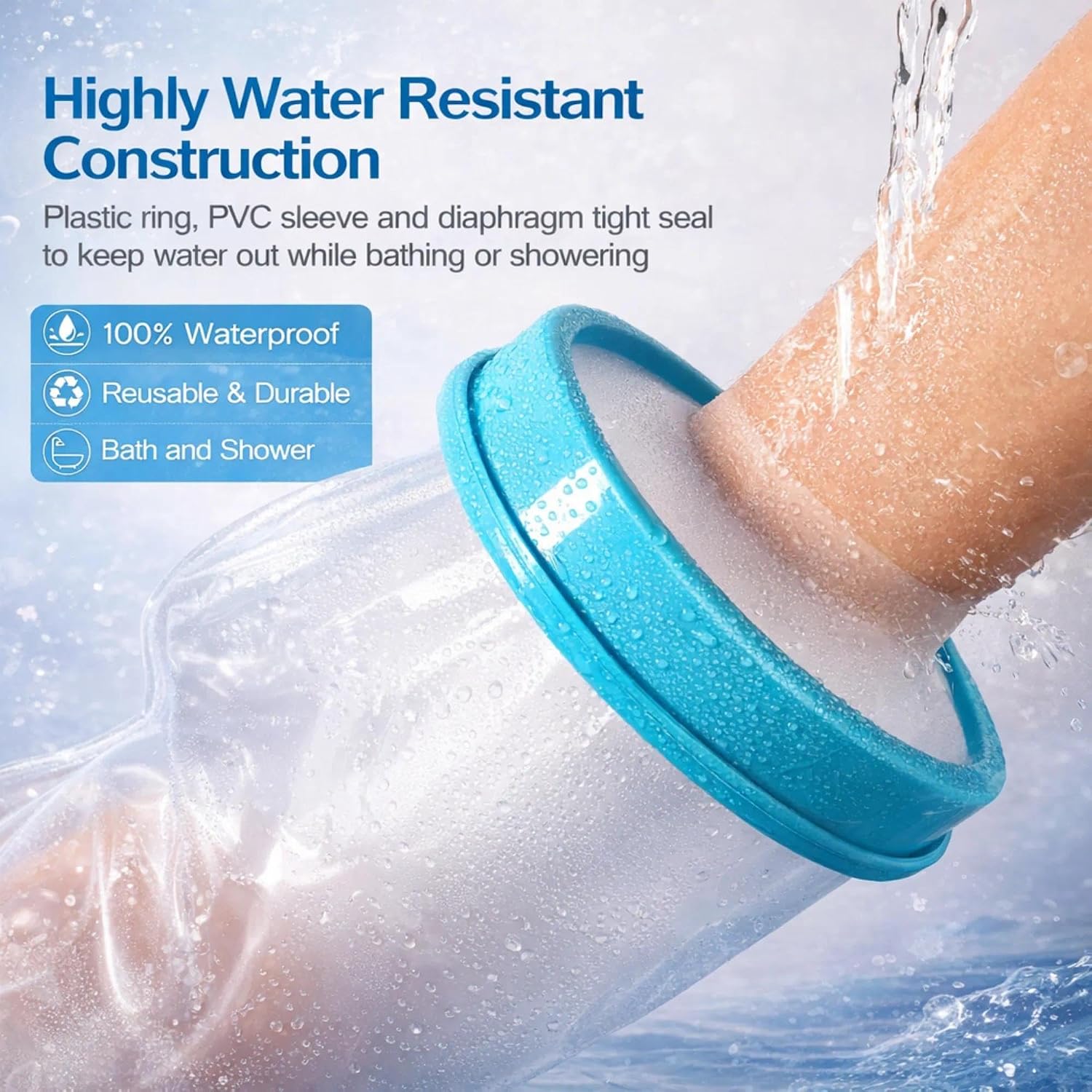 UpGoing Cast Covers for Shower Arm Adult Waterproof, Reusable Cast Shower Cover Arm, Cast Cover Protector for Broken Arm, Wrist, Hand and Elbow, Cast Bag for Bandage, Wound Care Supplies[2026 Upgrade]