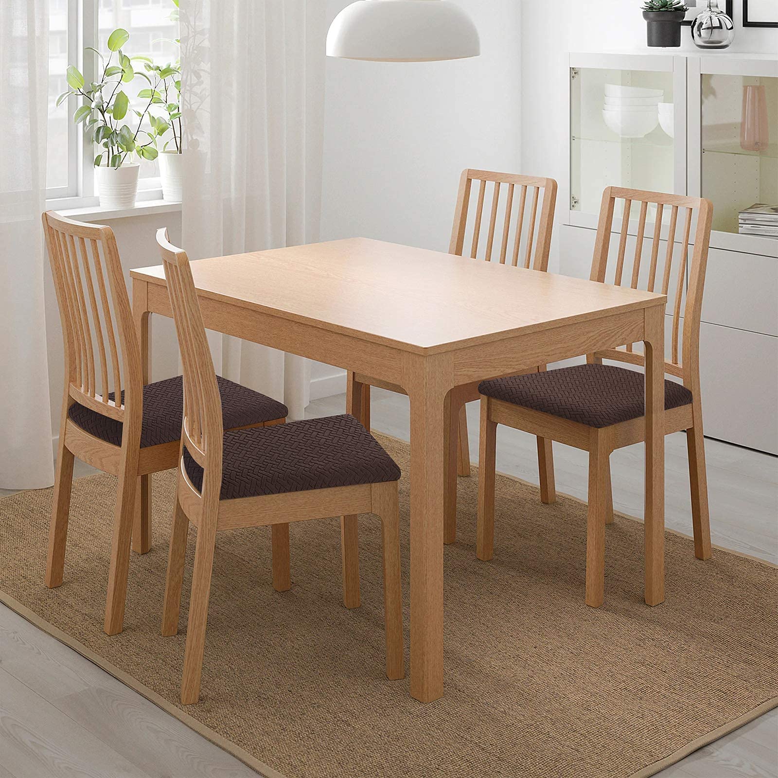 Homaxy Housse De Chaise, Housse de Chaise Universelle Lavables, Housse de Salle à Manger Universel, très Facile à Nettoyer et Durable, Facile à Installer (Marron, 6 pièces)
