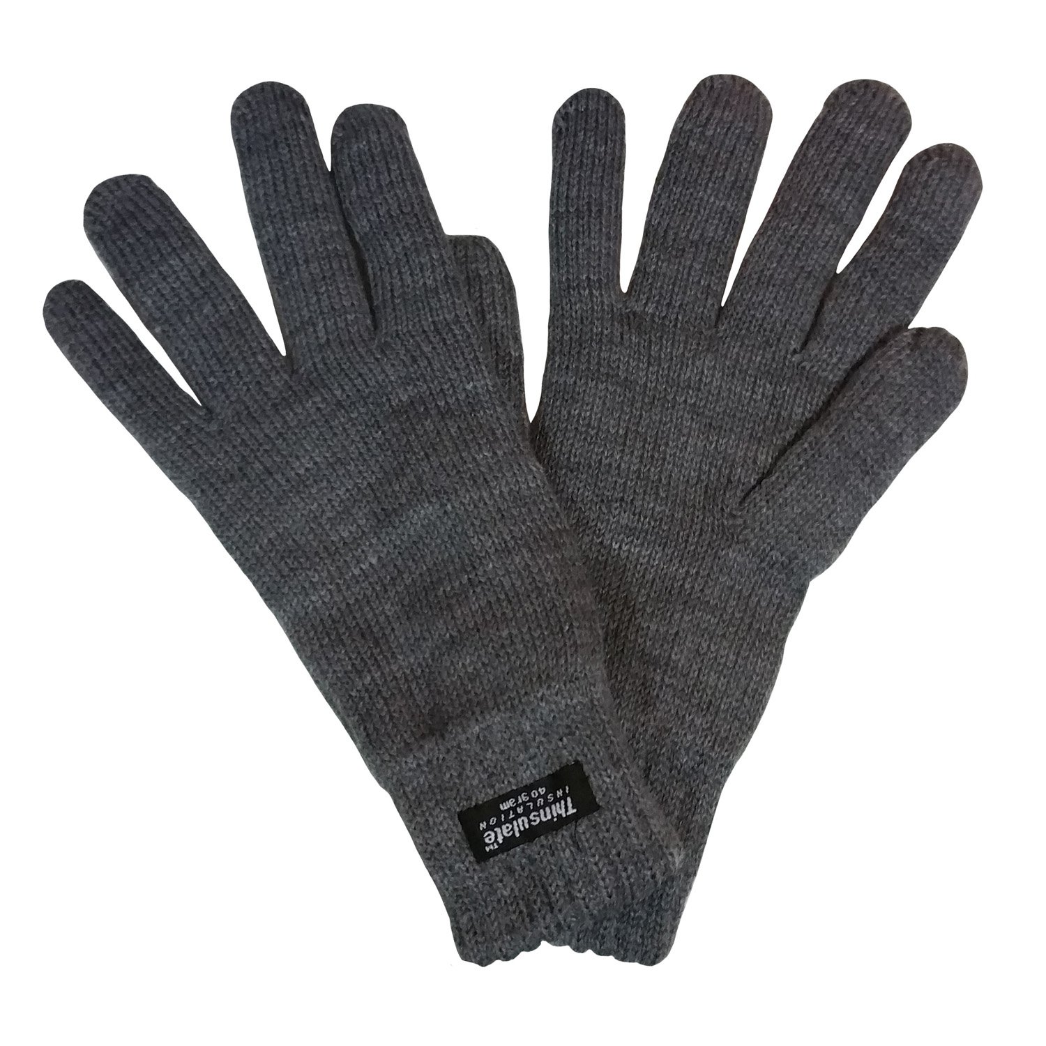 Rjm Women's Grey Knitted Thinsulate Lined Gloves