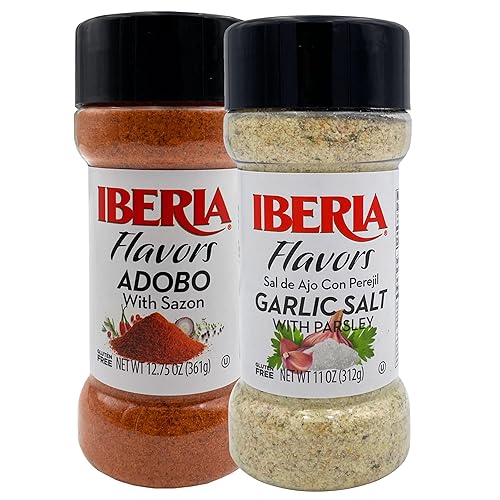 Iberia Adobo With Sazon, 12.75 onzas + sal de ajo Iberia con perejil, 11 onzas
