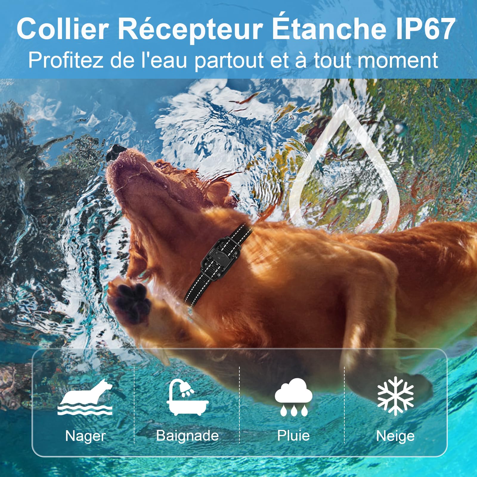 Collier de Dressage pour Chiens, Collier Électrique Chien avec, 4 Mode de Formation Bip Vibration Choc, Portée de 800m avec Verrouillage de Sécurité pour Petit Grand Chien (Noir)
