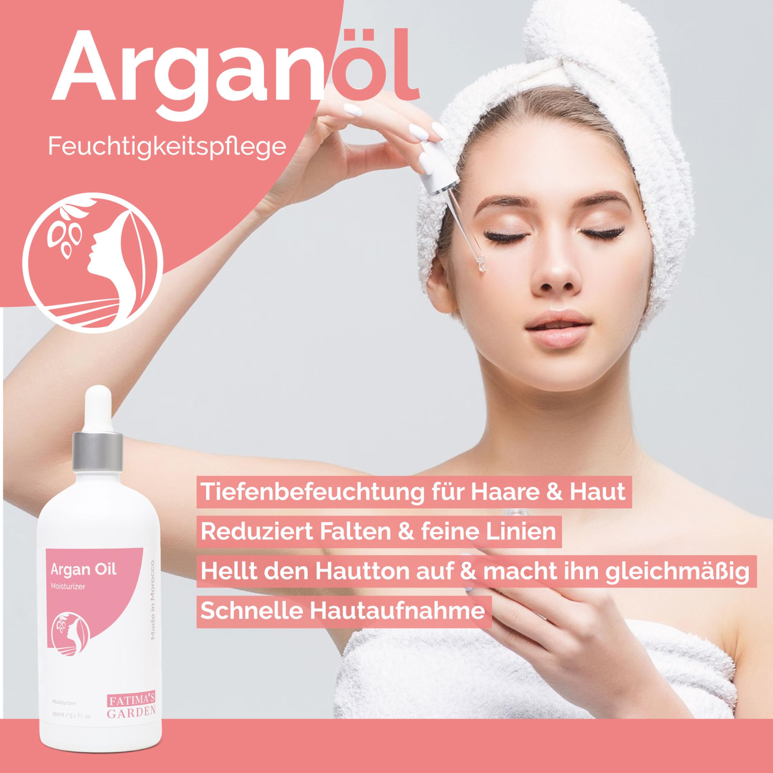 Besuche den Fatima's Garden- Fatima's Garden Arganöl mit Jasmin - Natürliche Feuchtigkeitscreme, 50ml in use