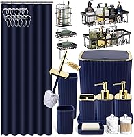 Vista 63 de Bathroom Accessories Set - 25PC Bathroom Sets with Shower Curtain and Rugs, Orange Bathroom Accessories with Trash Can, Soap Dispenser, Soap Dish &