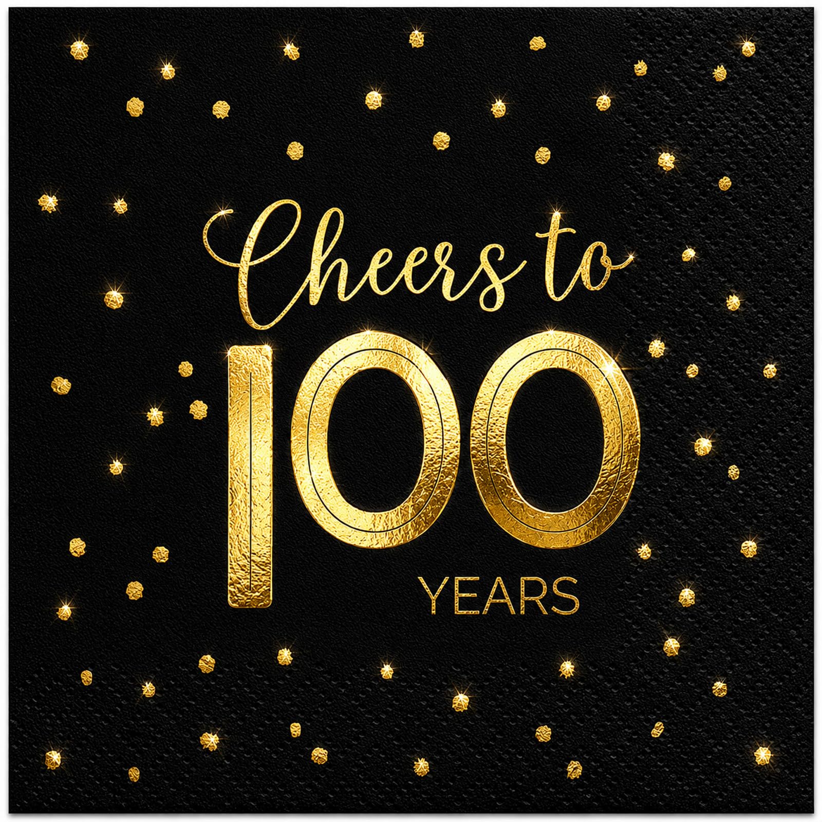 Cheers to 100 Years Gold Foil Cocktail Napkins – 50 Pack 2-Ply Disposable Birthday Napkins, Beverage Paper Napkins for Party Decorations, Wedding Anniversary Celebration