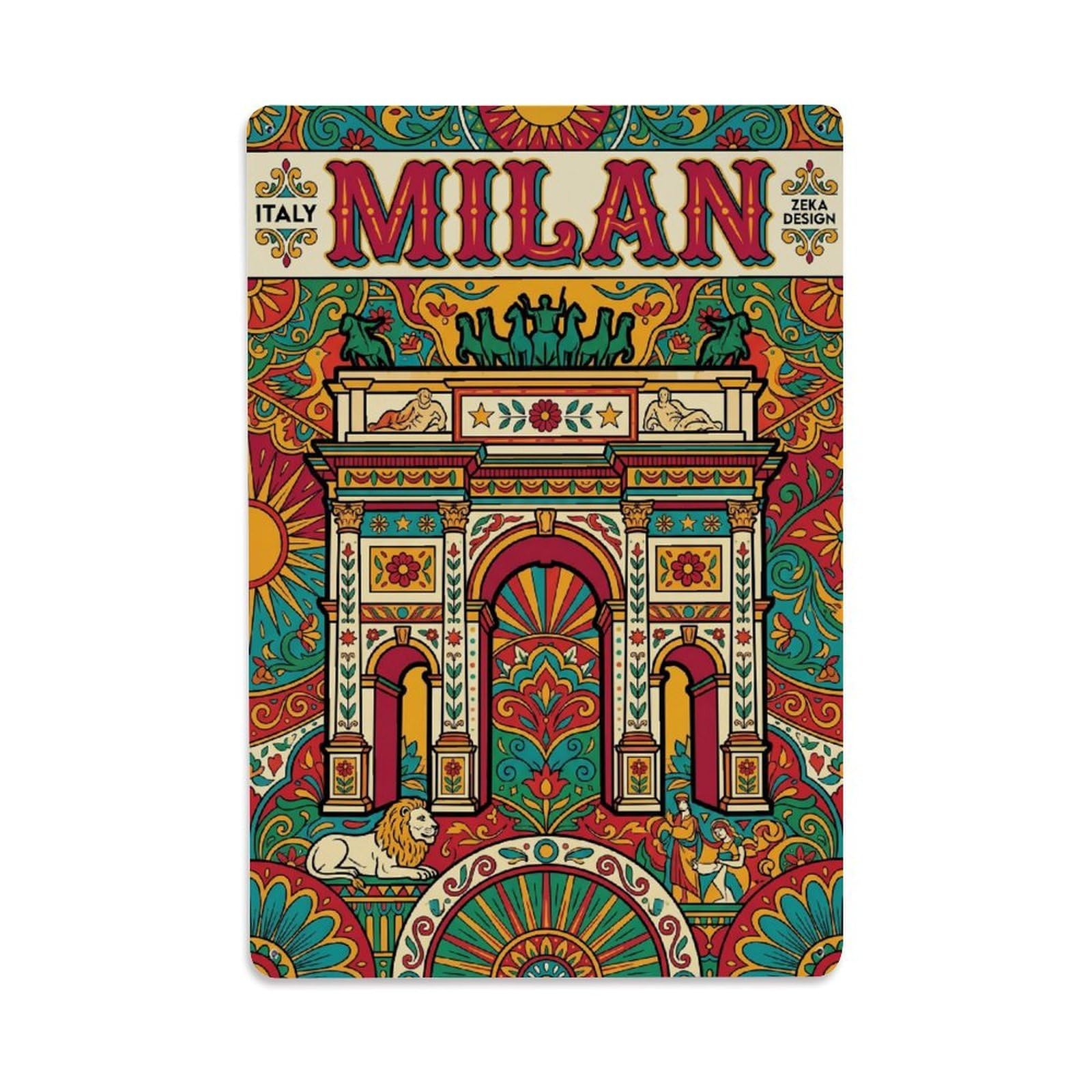Olhnbad Style Cathedral Milan Italy Classic City Travel Metal Tin Sign