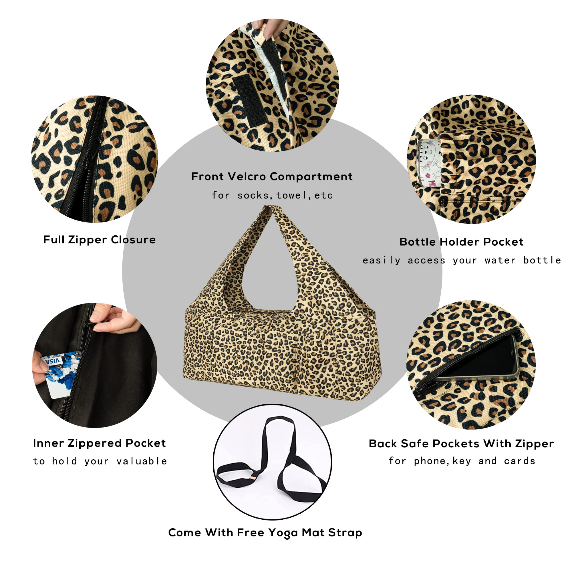 Yoga Mat Bag - Large Yoga Bag with Yoga Mat Strap, Zipper and Pockets - Yoga Bags and Carriers Fits All Your Stuff - Personalized Yoga Mat Bags for Women Fits Most Size Mats