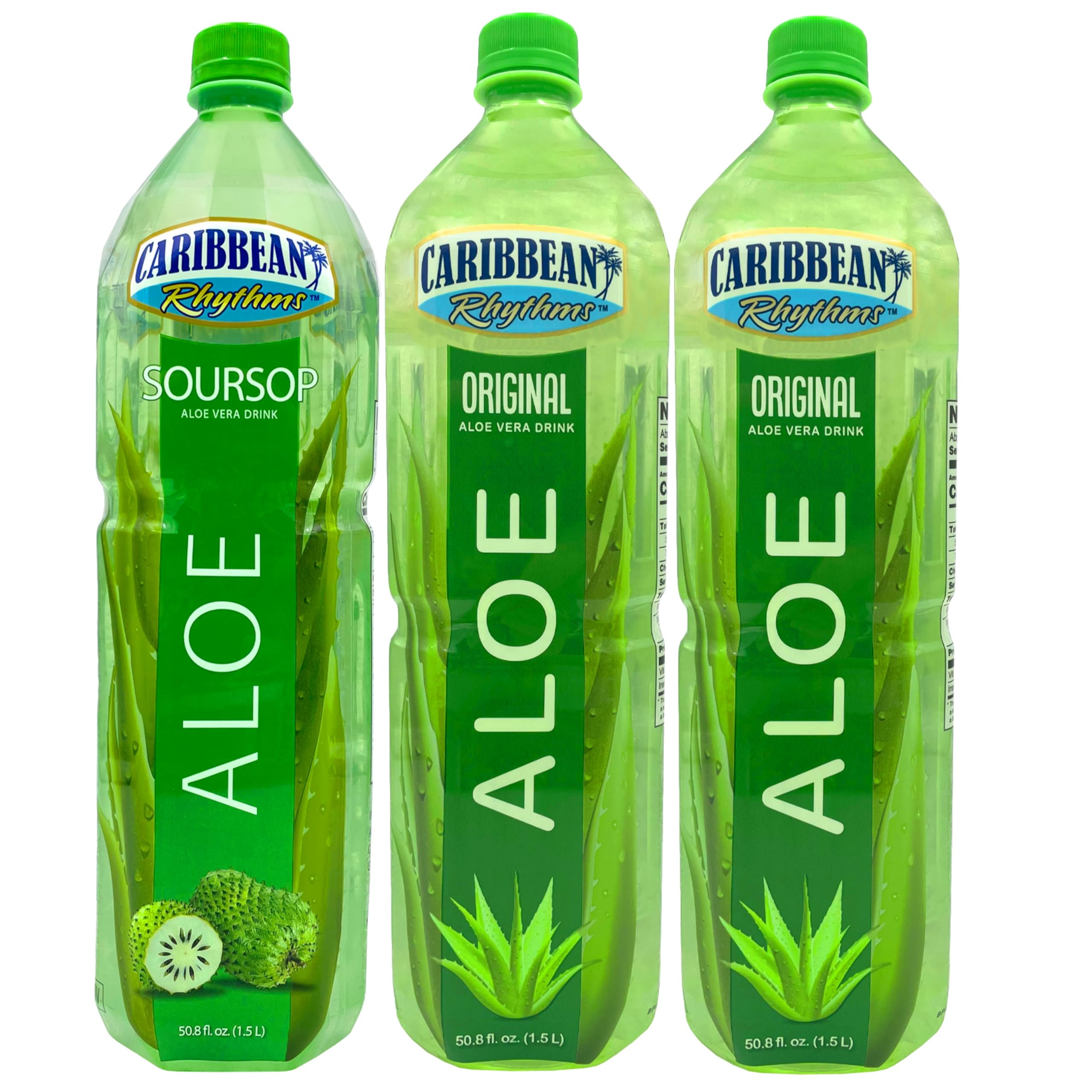 Caribbean Rhythms Aloe Vera Drinks, 1.5L, 2 x Original + 1 x Soursop