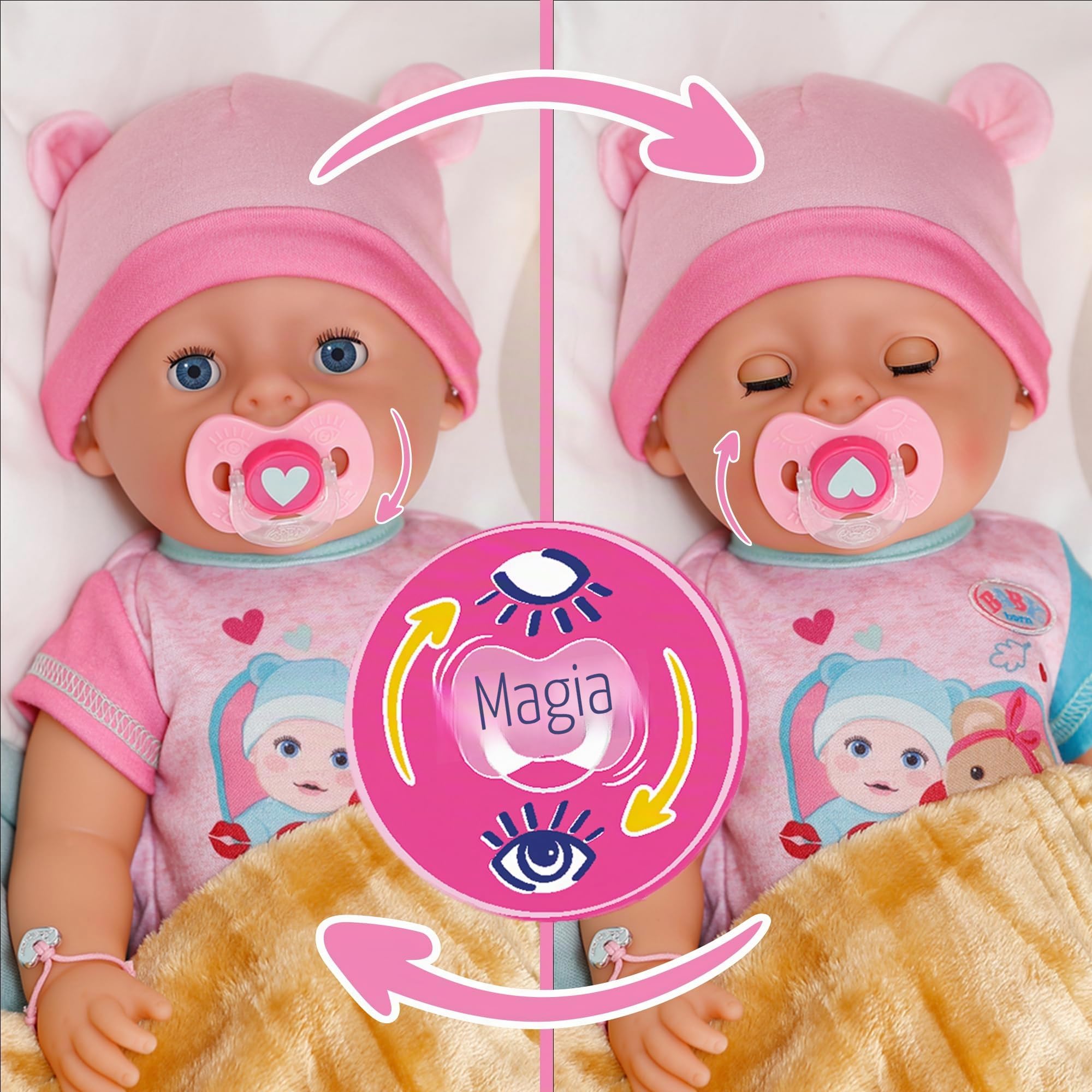 BABY born Emma - Bambola alta 43 cm - 10 funzioni con accessori e tutina - Funziona completamente senza batterie - Adatto per bambini a partire dai 3 anni di età