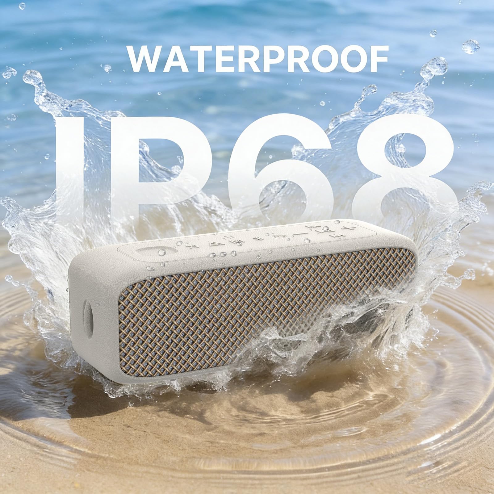 NOBIS Altavoz Bluetooth Ducha 20W, Impermeable IP68, Bluetooth 6.0, 24h de Reproducción, Emparejamiento Estéreo TWS, Ranura para Tarjeta TF & Entrada AUX, para Camping, Viajes, Hogar y Exterior