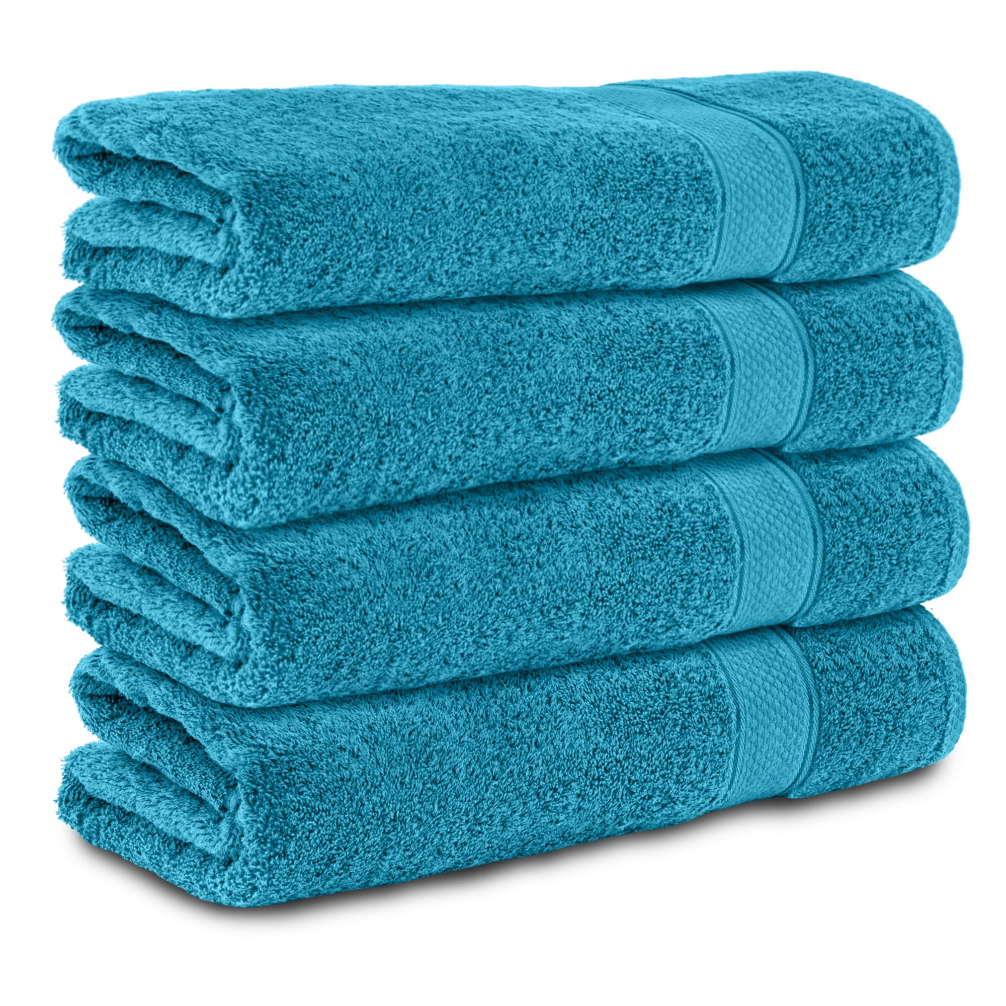 Komfortec Set of 4 Bath Towels 70 x 140 cm 100% Cotton 470 g/m² Terry Towelling Soft Turquoise