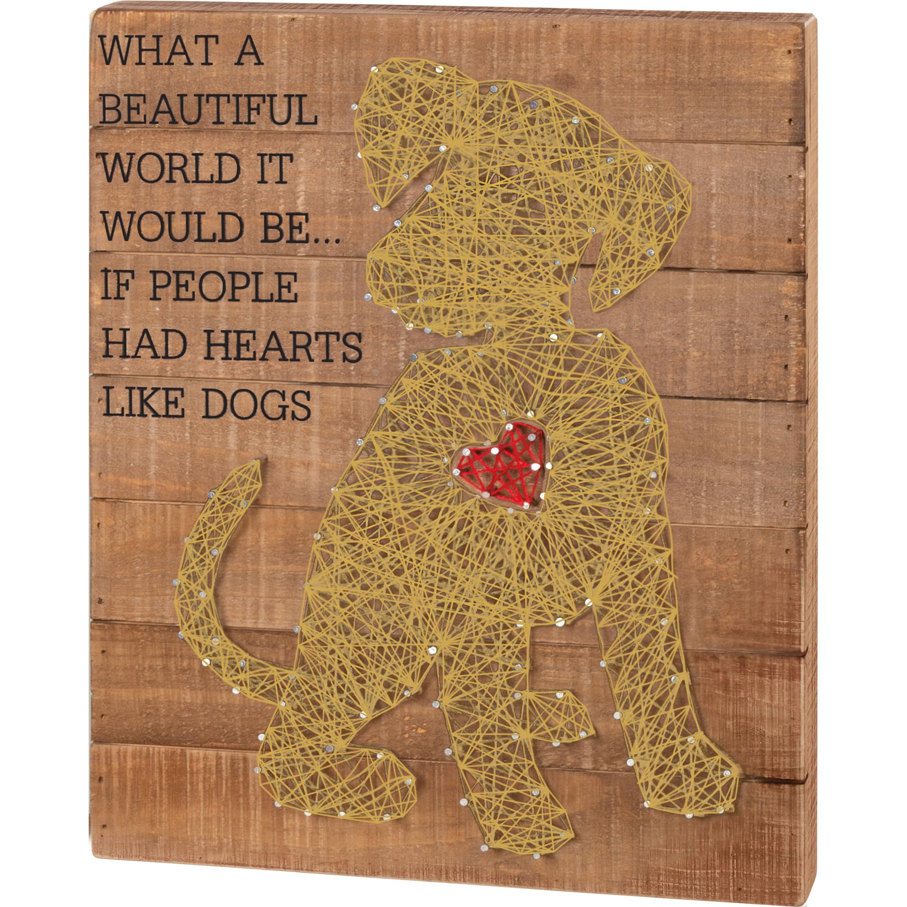 Hearts Like Dogs String Art - Tableau en fil tendu fait main pour déco murale