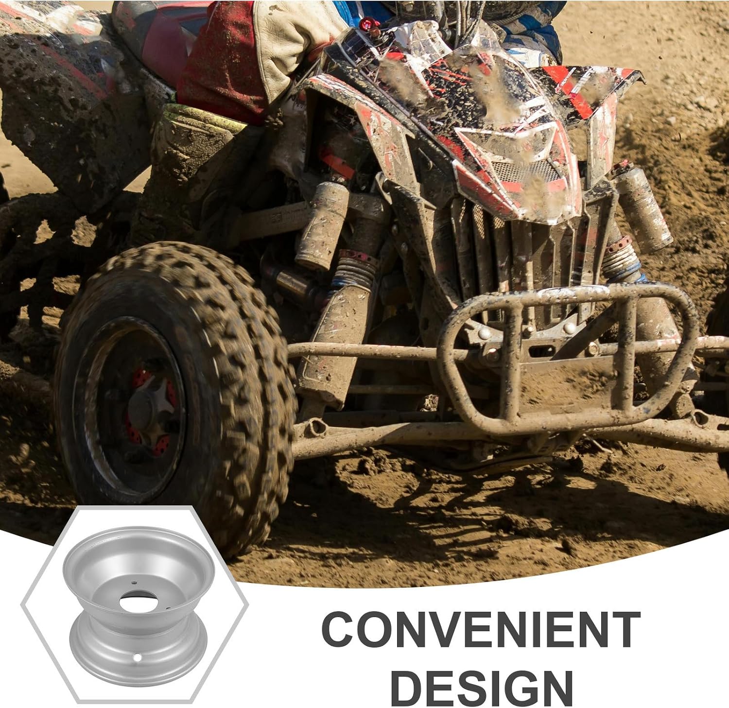 Atv Wheel Rim 16x8-7 3 Holes Steel Hub Rim Replacement for 50-125cc Go Kart and Atv Off-road Use