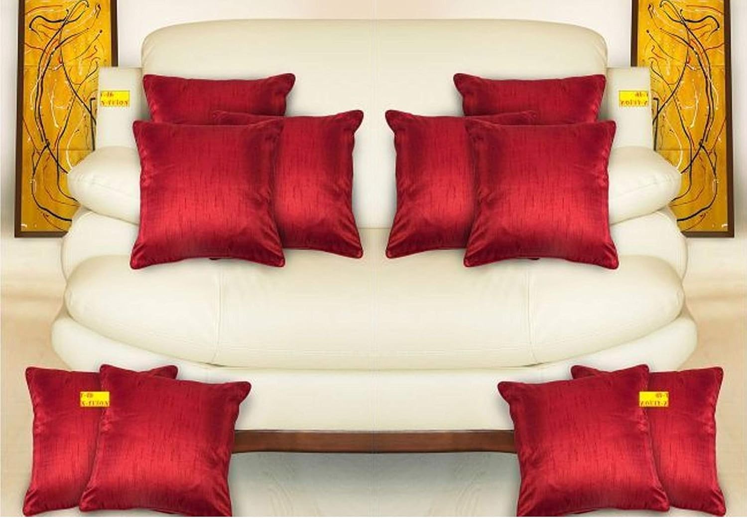Buy Fab Nation Silk Red Designer Cushion Covers for Sofa,Bedroom,Chair