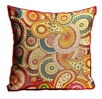 DreamVio Jute Exclusive Decorative Throw/Pillow Covers, Cushion Covers for Living Room, Bed Room, Sofa,Chairs Pack/Set of 1 (Multicolour, Size 24 x 24 Inches)