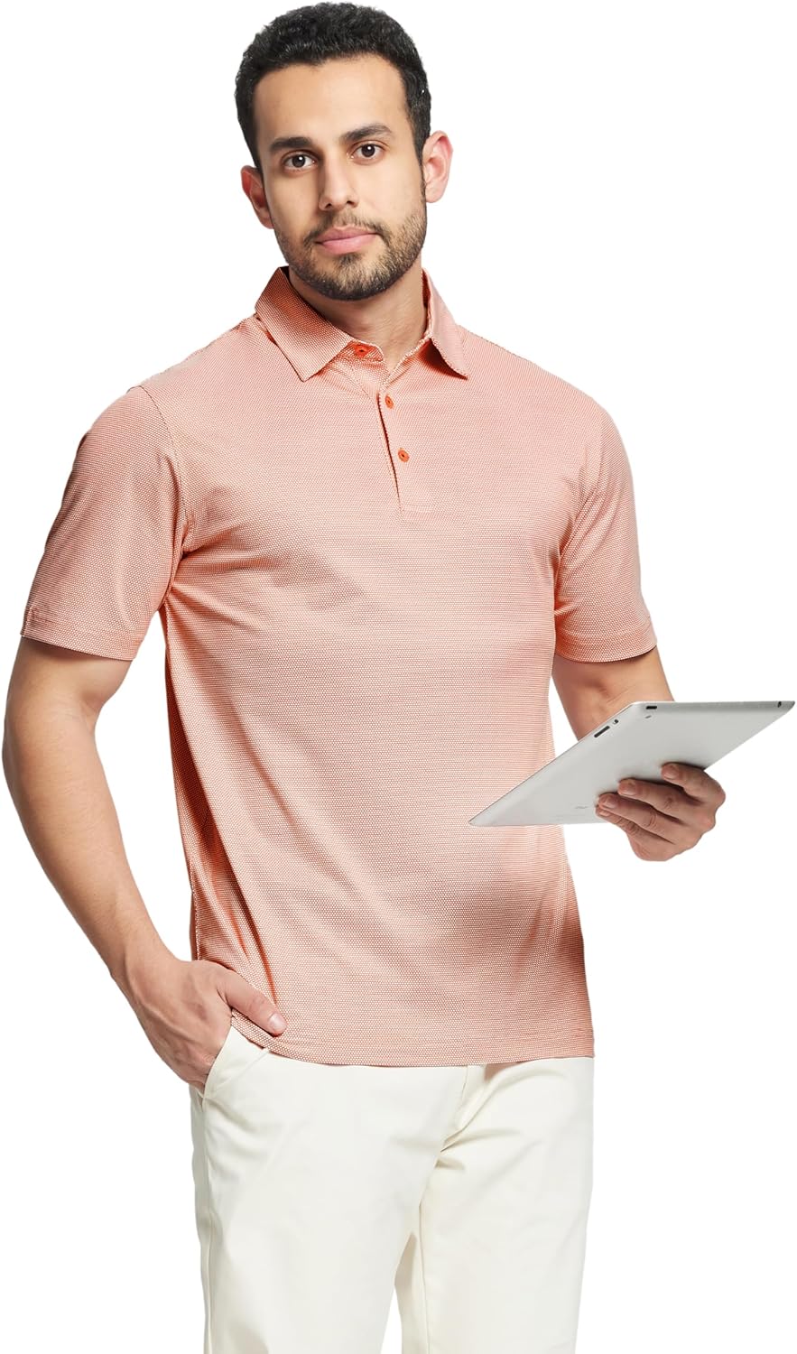 M MAELREG Golf Shirts for Men Dry fit Sports Jacquard Lightweight Performance Texture Short Sleeve Collared Polo Shirts - Image 3