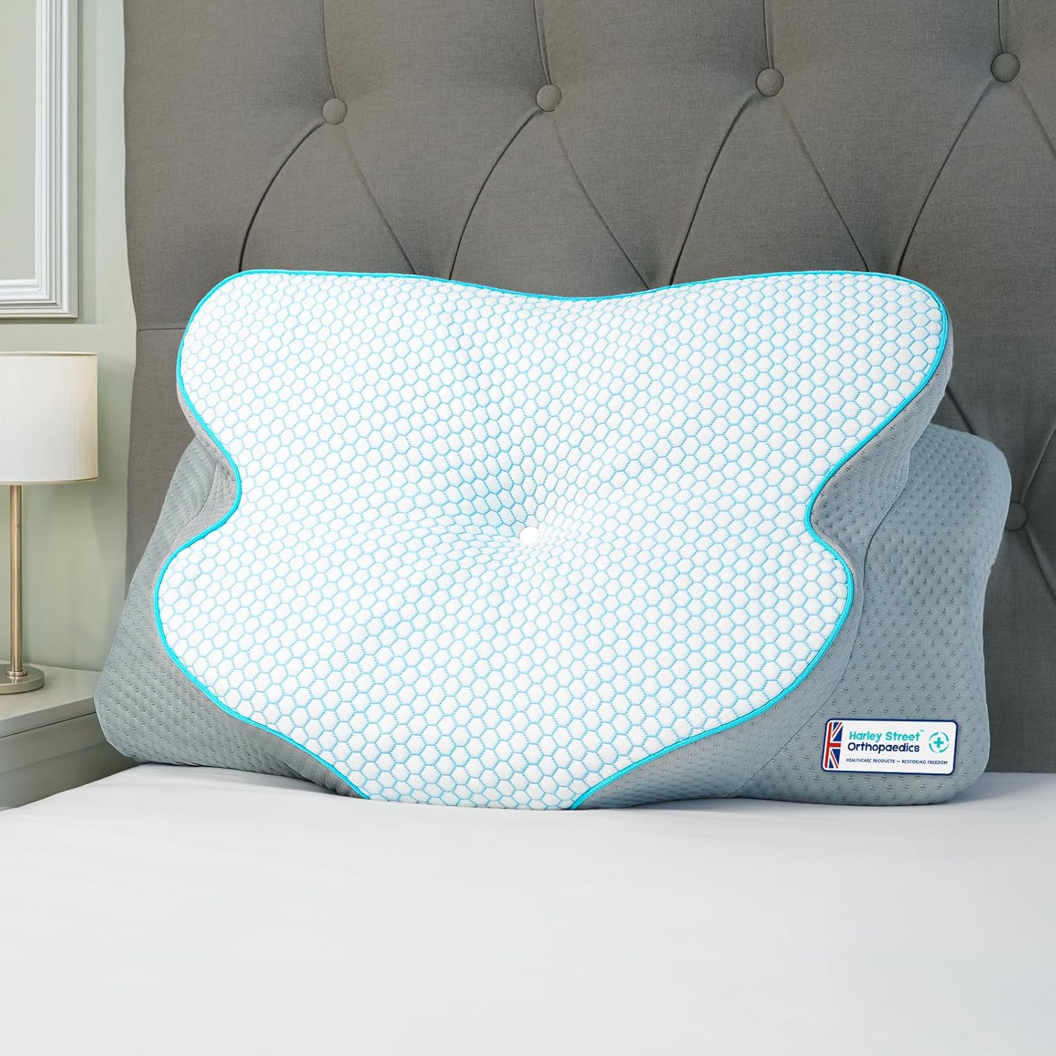 Harley Street Orthopedic Neck Support Pillow (Large) | Ergonomic Cervical Pillow | Orthopaedic Memory Foam Pillow for Side Sleepers | Hypoallergenic & Machine Washable