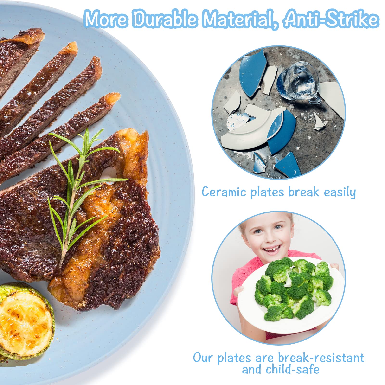 Assiette Plastique Reutilisable Pack De 6 Assiettes Plastique Anti-dérapantes Comius Sharp - 22,5 Cm - Idéal Salade, Pâtes, Maison, Bureau, Micro-ondes Et Lave-vaisselle Vaisselle Enfant Sécuritaire