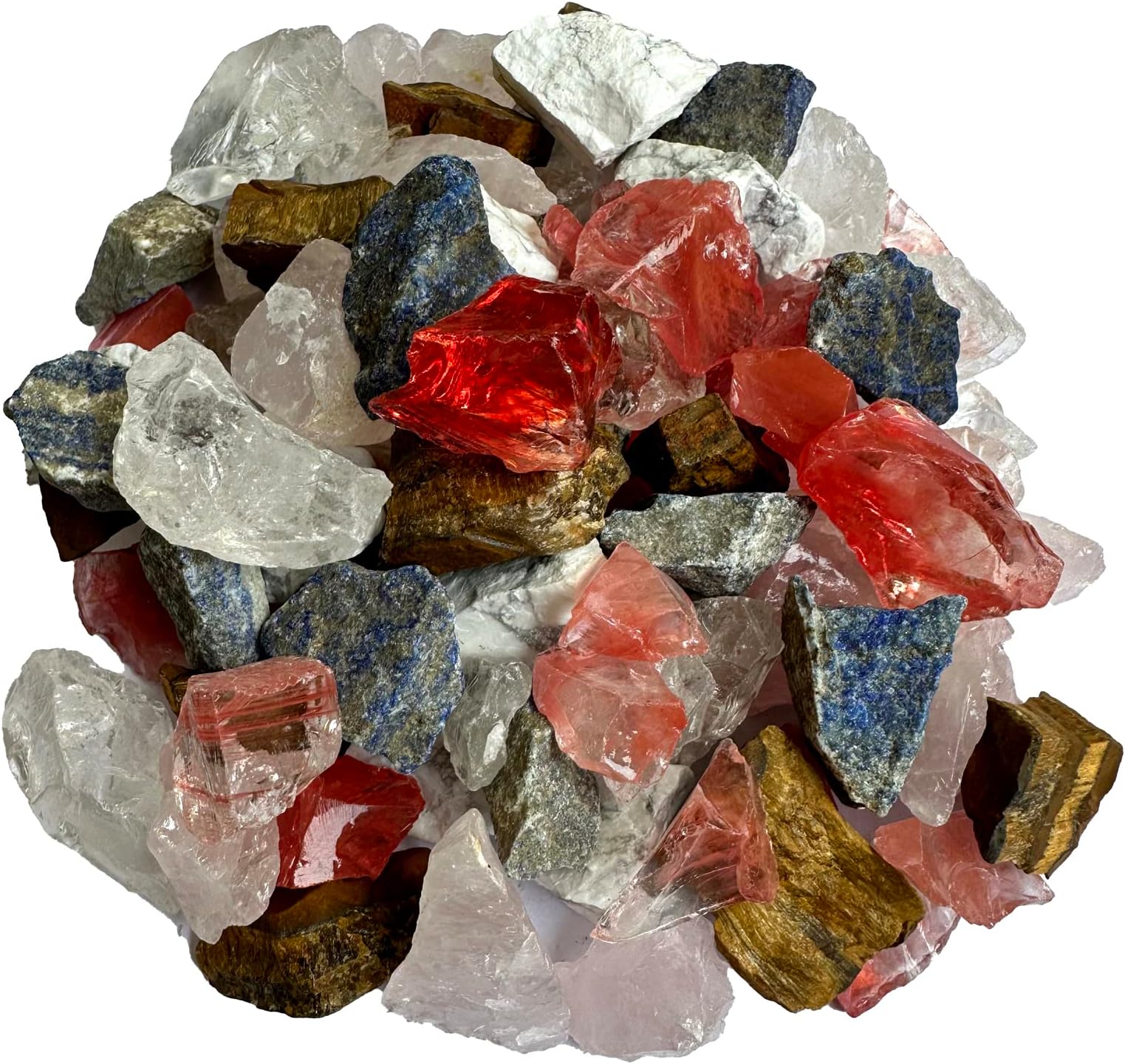 2 LBS Bulk Rough Stone Mix - 6 Types of Natural Raw Mix Stones & Rocks for Tumbling,Rocks Tumbler Refill