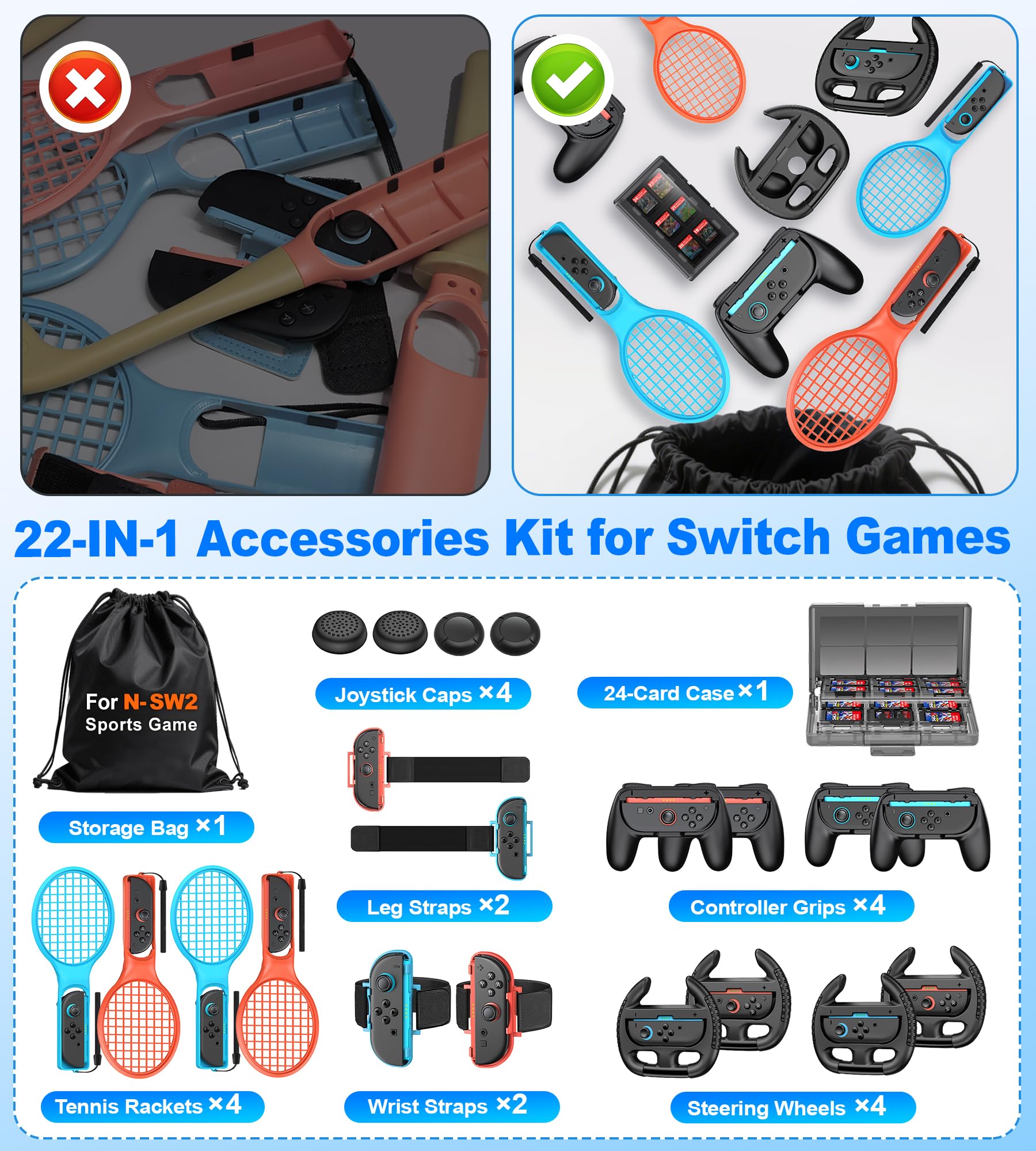 Amazon.com: Switch 2 Sports Accessories Bundle – 22 in 1 Family