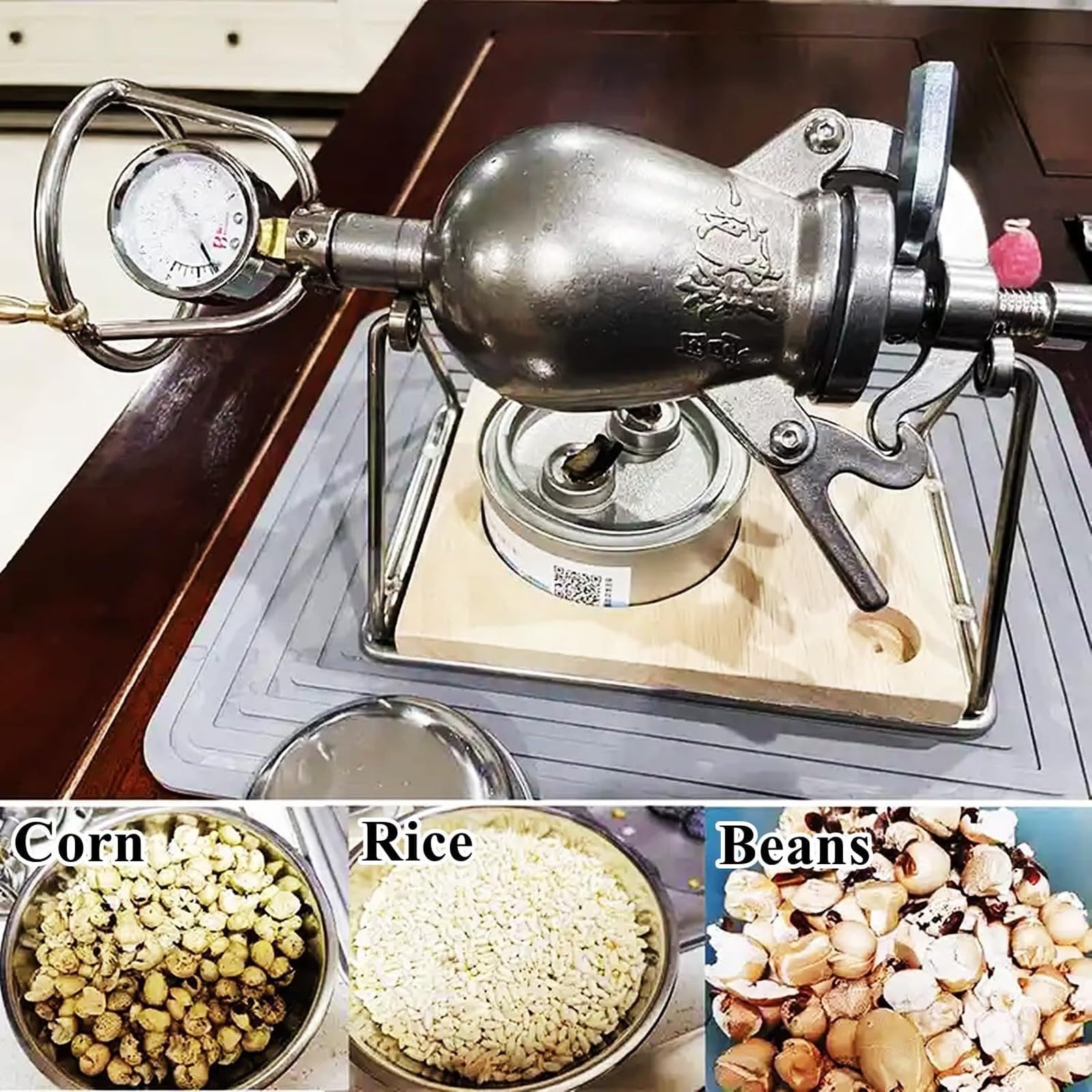MáQuina Palomitas MaíZ Manual, MáQuina Palomitas MaíZ Alta PresióN, Palomitas MaíZ Tradicionales Chinas, Mini CañóN Palomitas MaíZ Acero Inoxidable(100ML)