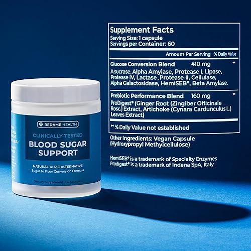 Miniatura 3 de Redame Health Suplemento de apoyo para el azúcar en la sangre, suplemento de apoyo de glucosa con hoja de alcachofa, raíz de jengibre y mezcla