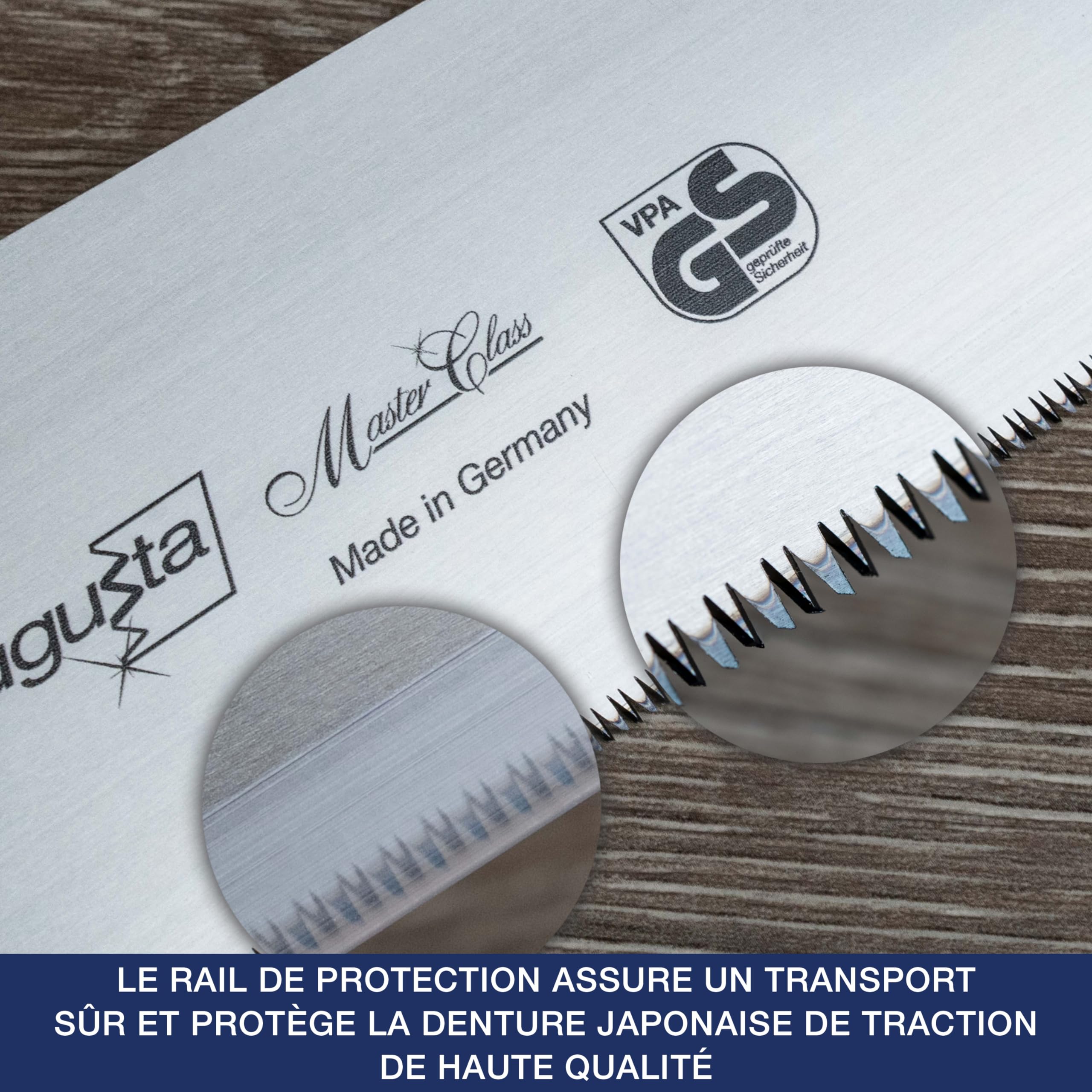 Augusta-Heckenrose scie japonaise Kataba 270 mm I Scie traditionnelle en acier C75 pour coupes fines I Scie à bois avec dos en acier raccourci & poignée en raphia
