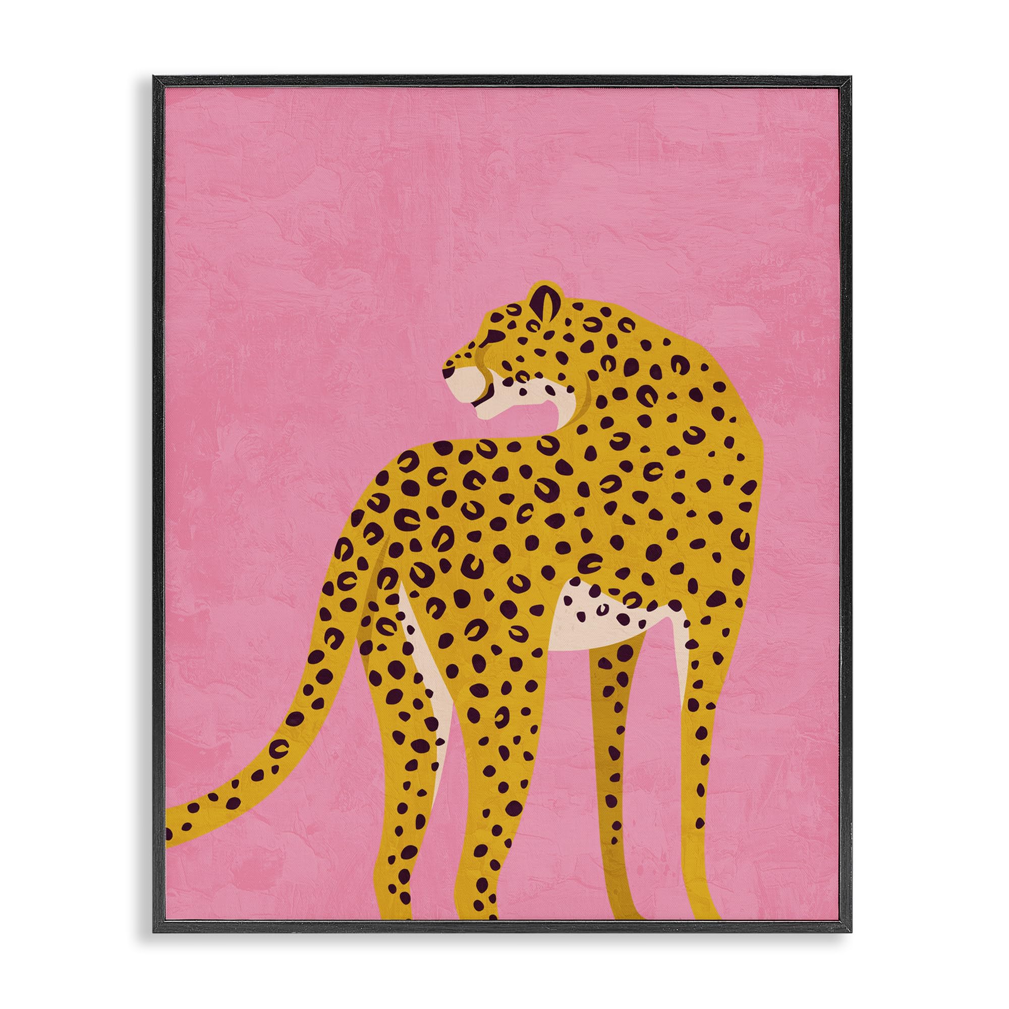 Stupell Industries 'Leopard on Pink Serenade', Framed Giclee Art, Black, 24 x 30 Inches, Easy to Hang and Sturdy, Made in USA, by Kim Allen