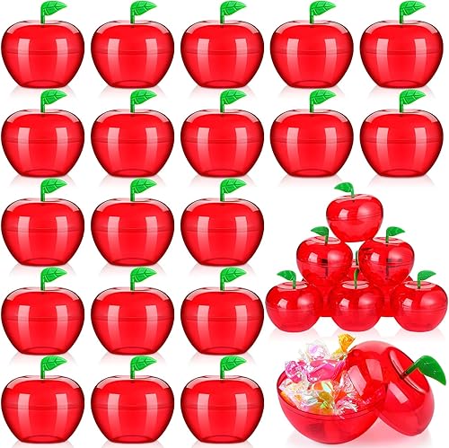 50 contenedores de plástico para manzanas, contenedor de San Valentín, manzana, para profesores, a granel, soporte para dulces de regreso a clases,