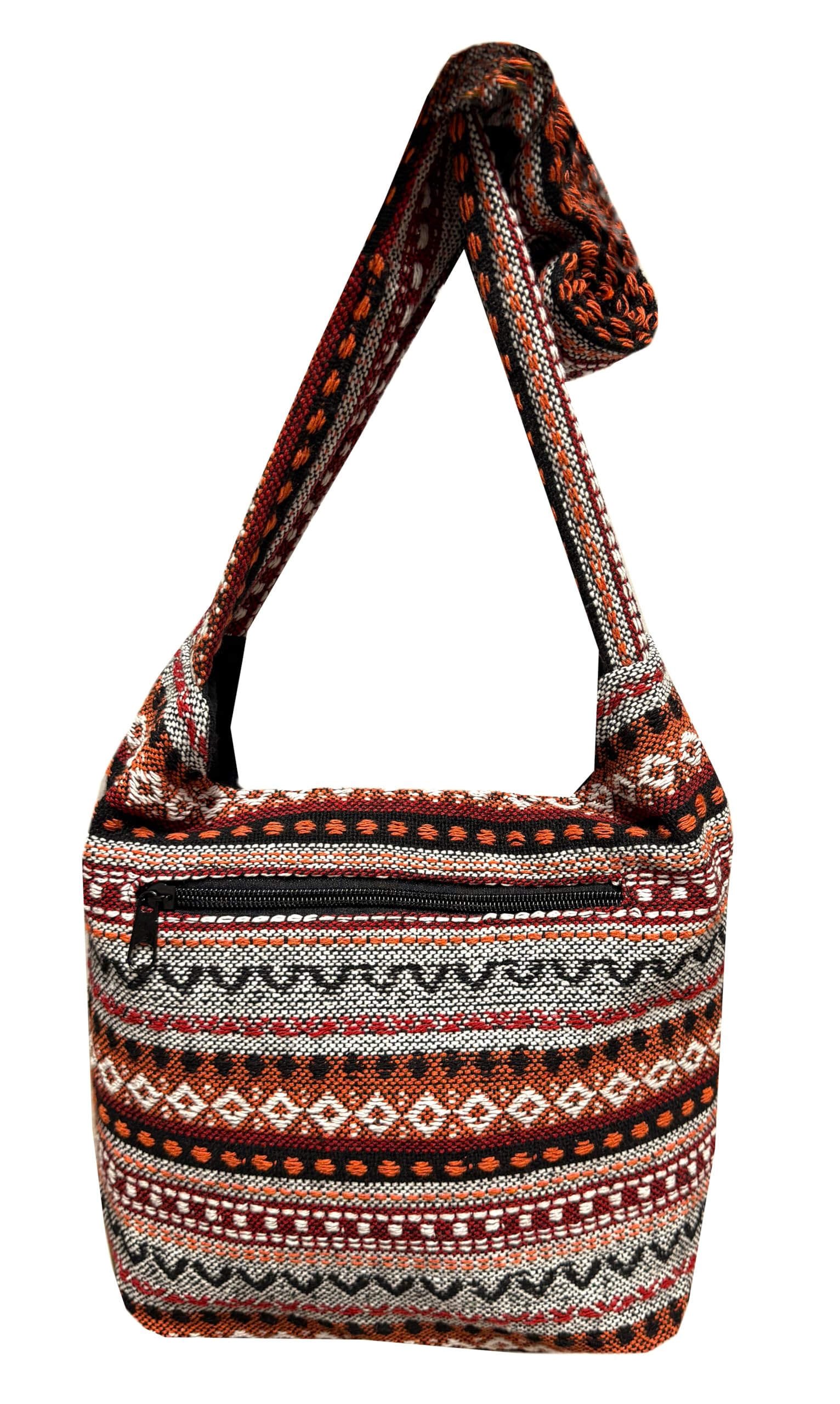 Small Aztec Messenger Bag - Handmade Woven Hippie Hobo Shoulder Handbag - Ikat Tribal Sling Purse for Women