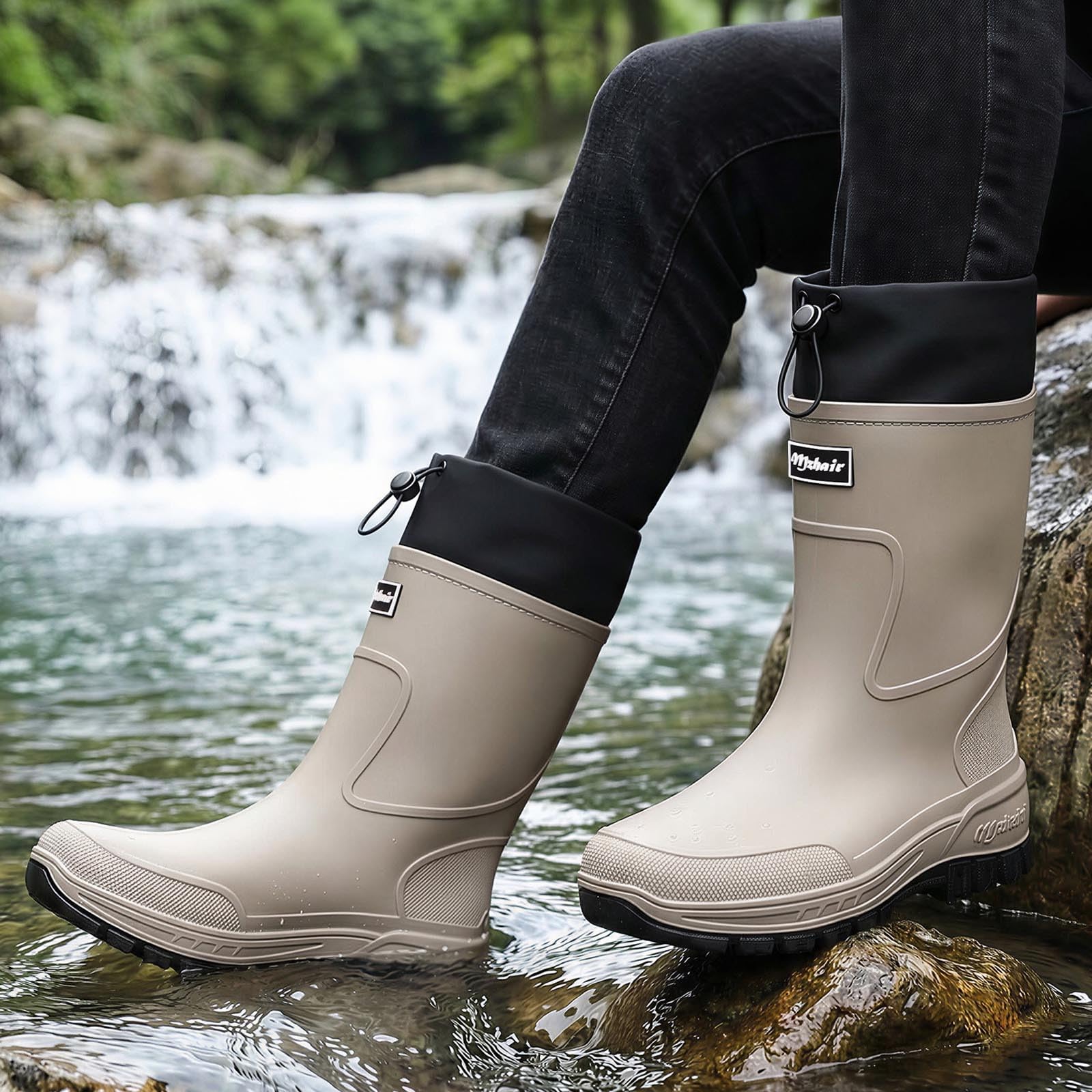 Gummistiefel Winter Erwachsene Stiefeletten Wasserdicht Herren Freizeit Regenstiefel Damen Arbeit Gartenschuhe Leicht Gummischuhe Garten