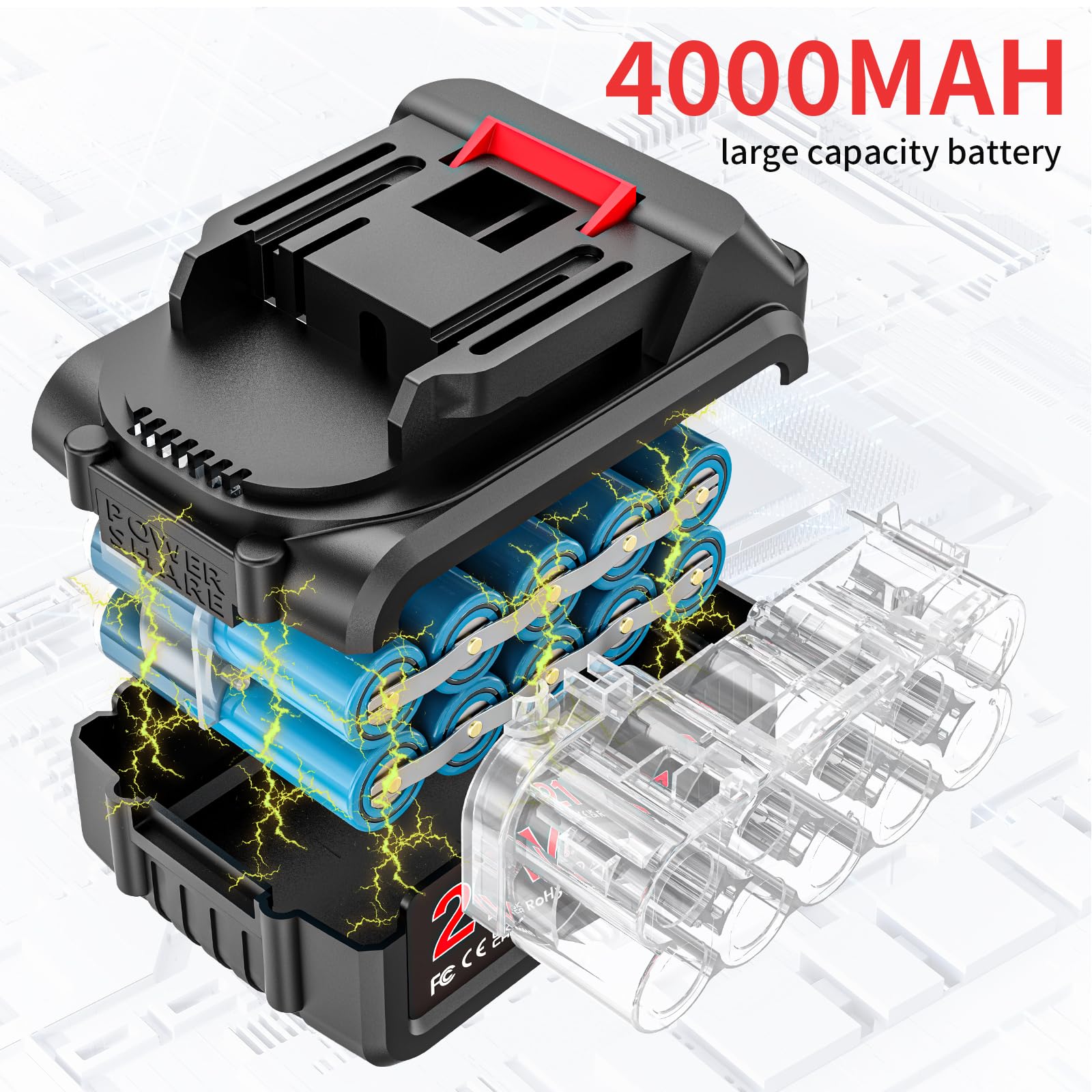 Bezszczotkowa piła łańcuchowa z akumulatorem 4000 mAh x 2, akumulatorowa piła łańcuchowa 12 cali, elektryczna piła łańcuchowa, jednoręczna mini piła łańcuchowa z automatycznym olejarką i