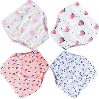 Tiger007 4 Pack Cotton Potty Training Pants for Boys Girls, Learning Designs Training Underwear Pants 12M-4T (2T, D)