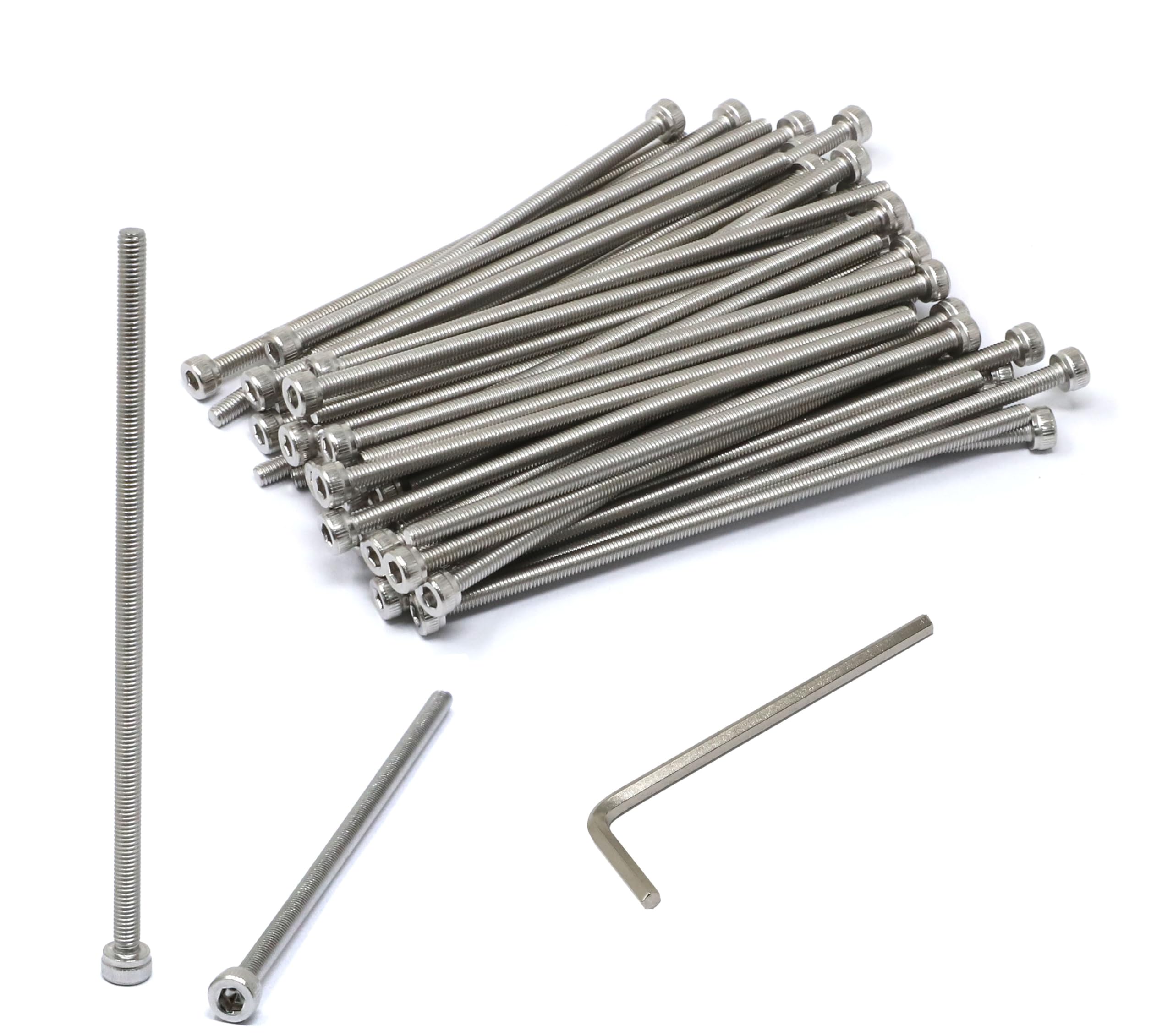 iexcell50 Pcs M3 x 80mm Thread Pitch 0.5 mm Stainless Steel 304 Hex Socket Head Cap Screws Bolts Kit