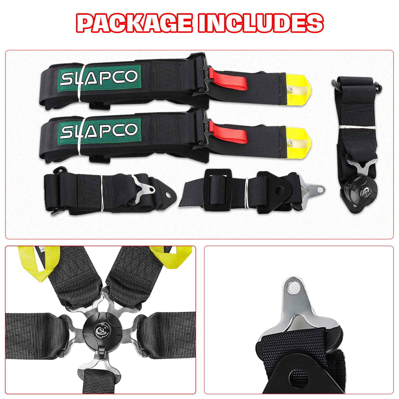 DING.PAI 5 Point Racing Harness Seat Belt Market Bucket Seats Protection Heavy Duty Shoulder