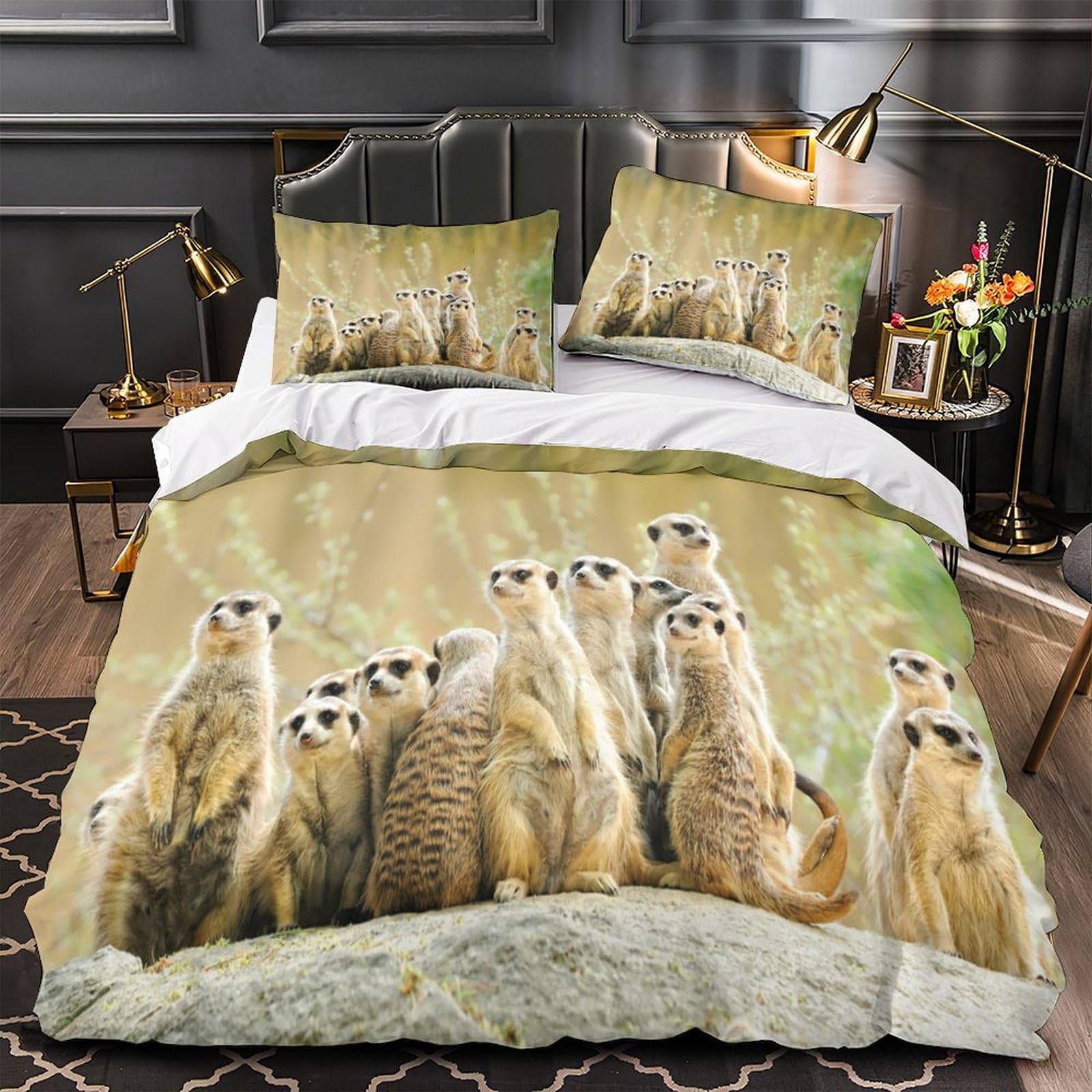 Parure de lit suricate en microfibre 3D de qualité supérieure pour lit simple