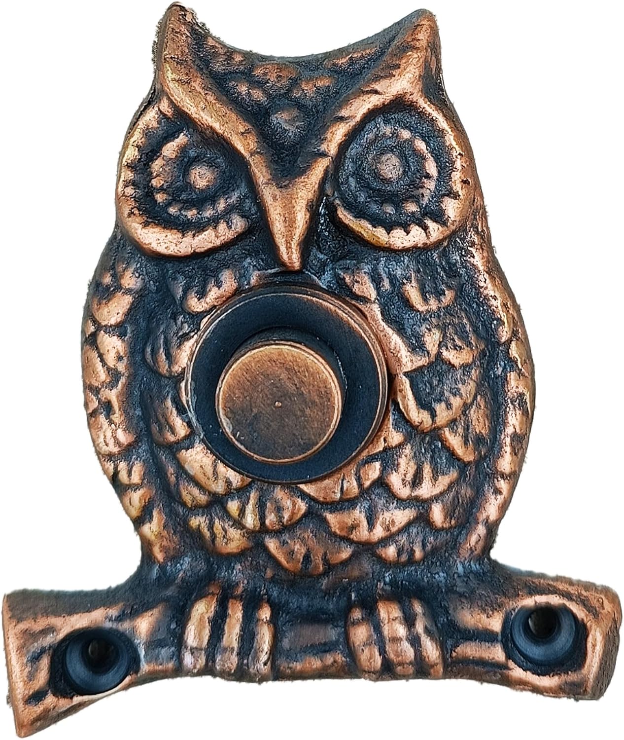 Brass Owl Chime Push Button, Decorative Door Bell (Antique Brass)