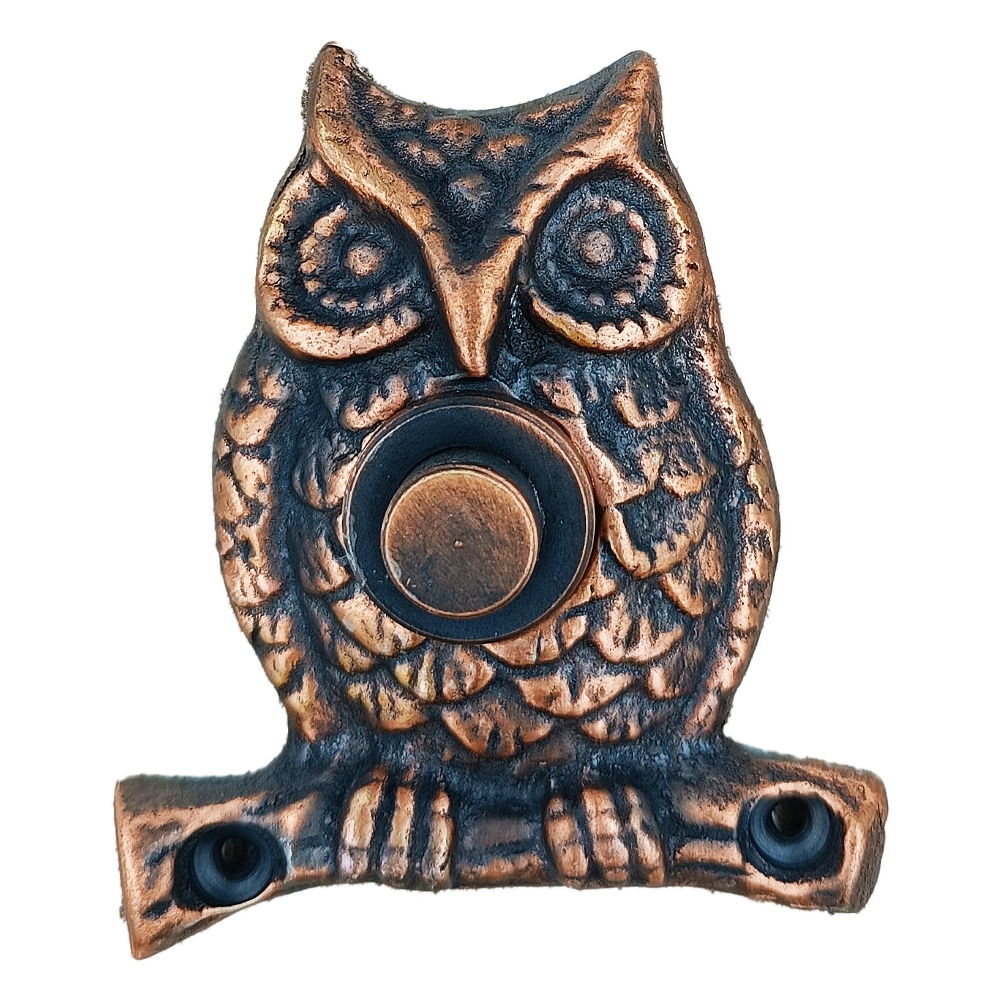 Anatolica Brass Owl Chime Push Button, Decorative Door Bell (Antique Copper)
