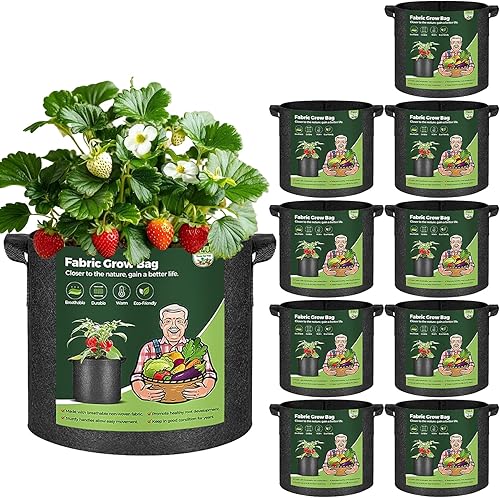 Miniatura 15 de T4U Bolsas de cultivo de 10 galones, macetas de tela para plantas, macetas de patatas, bolsas de jardín para cultivar verduras, bolsas de cultivo