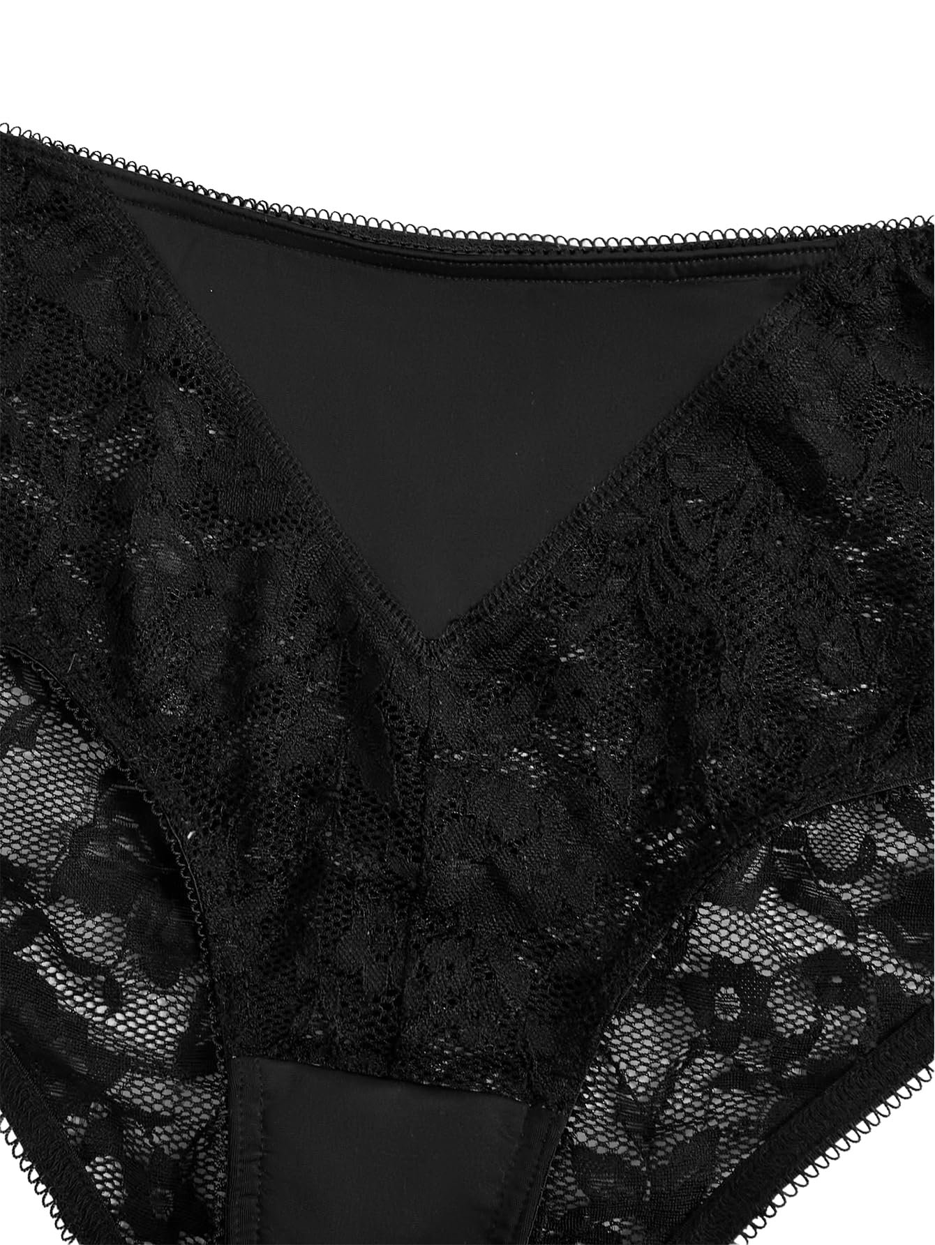 WDIRARA Women's Plus Size Sheer Lace Boyshorts Underwear Sexy High Waisted Boxer Briefs Panties: XX-Large Plus Black Lace