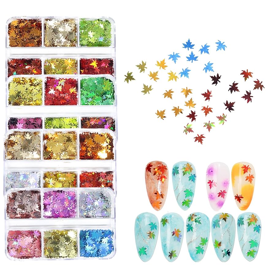 Amazon | ネイル ホログラム もみじ 紅葉 4ボックスセット