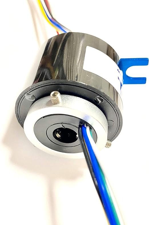 Taidacent Through Hole Conductive Rotary Slip Rings Electrical Brush Ring Rotating Electrical Connector Slip Ring (Inner Diameter 8mm 6 Wires 5A)