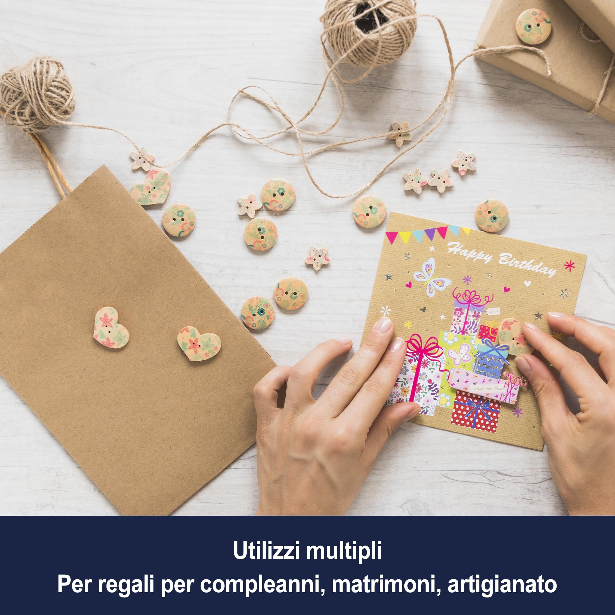 MAMAPAS 40 Sacchetti di carta manico riccio, sacchetto kraft, sacchetti di carta con manici, sacchetti regalo, sacchetti di nozze, sacchetti bianchi (32+12x42 kraft)