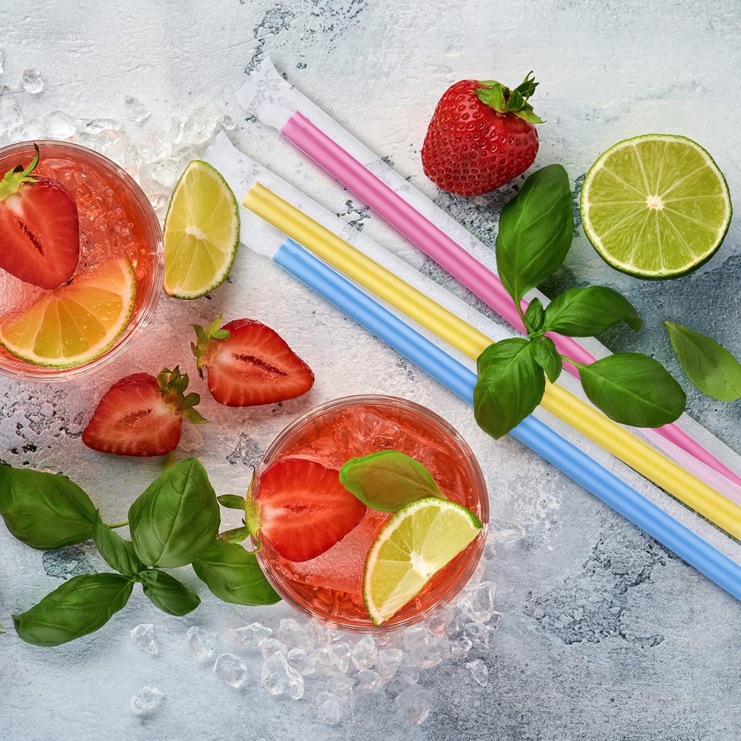 Vesici 1600 Pcs Jumbo Smoothie Straws Bulk Plastic Milkshake Wide Mouthed Disposable Drinking Straws, 0.43 x 9.45 Inch(Classic Color)