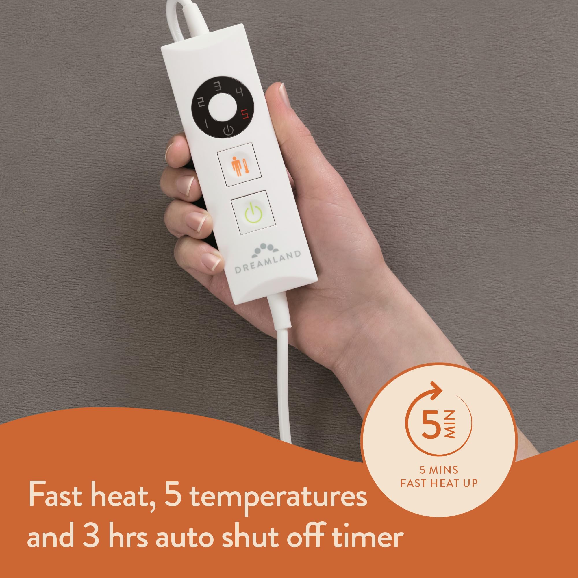 Dreamland Revive Me - Almohadilla térmica multiusos con peso, gris, calentamiento rápido, temperatura ajustable en 3 horas, apagado automático de seguridad, lavable a máquina, ideal para dolor de