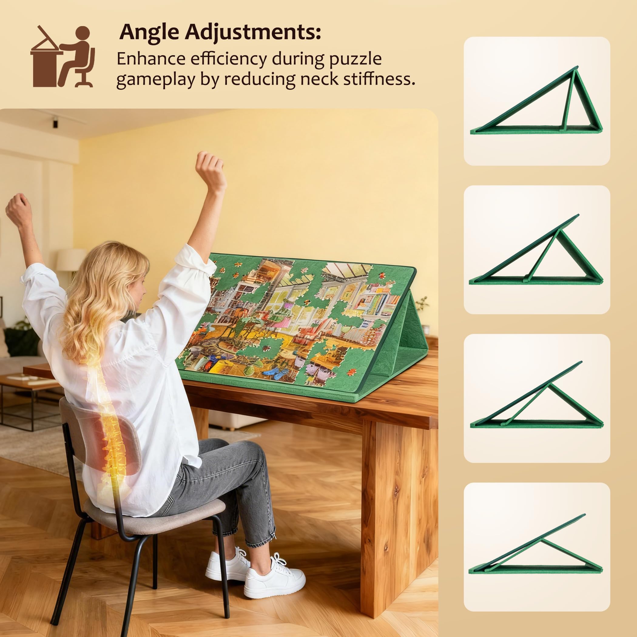 Planche à Puzzle 1000 Pièces Avec 5 Tiroirs Colorés Et Couvercle – Pieds Pliables, Table Portable Pour Adultes, Gris