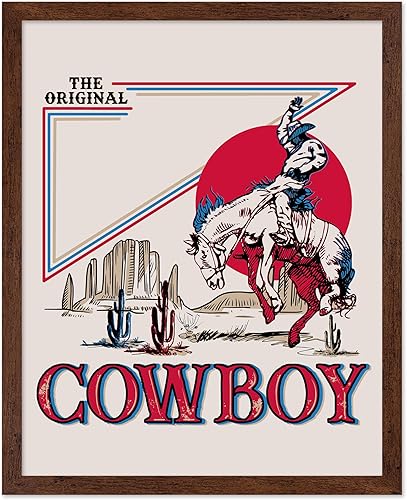 Miniatura 10 de Poster Master Póster de Rodeo marrón – Estampado retro de vaquero sobre caballo – Arte de vaquero – Arte occidental – Arte del salvaje oeste –